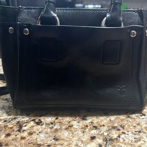 100% real leather, black small cross body handbag